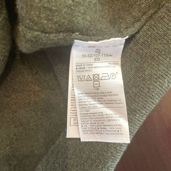 Banana Republic Mens Italian Merino Wool Fine Knit Sweater Sz XL Green Cozy Luxe - Picture 9 of 13